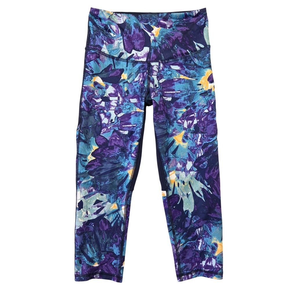 Champion Womens Athletic Leggings Capris Floral Purple Athletic S Athleisure Gym